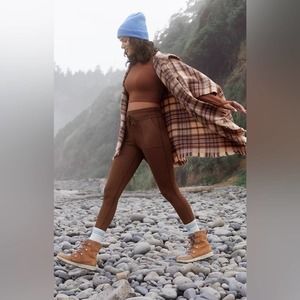 Aerie Offline Houndstooth Brown Leggings